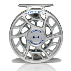 Hatch Iconic 5 Plus Fly Reel -Wild Fishing Trip Shop Iconic5PlusReelClearBlueLargeArborFront