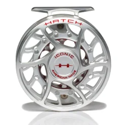 Hatch Iconic 5 Plus Fly Reel -Wild Fishing Trip Shop Iconic5PlusReelClearRedMidArborFront