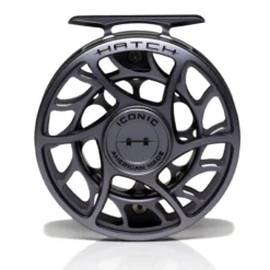 Hatch Iconic 5 Plus Fly Reel -Wild Fishing Trip Shop Iconic5PlusReelGreyBlackLargeArborFront