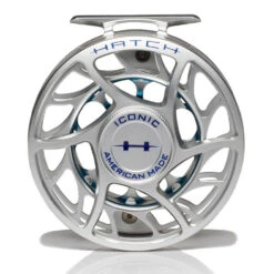Hatch Iconic 7 Plus Fly Reel -Wild Fishing Trip Shop Iconic7PlusReelClearBlueLargeArborFront