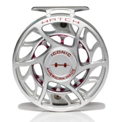 Hatch Iconic 7 Plus Fly Reel -Wild Fishing Trip Shop Iconic7PlusReelClearRedLargeArborFront