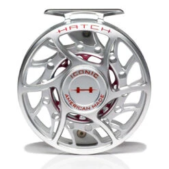 Hatch Iconic 7 Plus Fly Reel -Wild Fishing Trip Shop Iconic7PlusReelClearRedMidArborFront