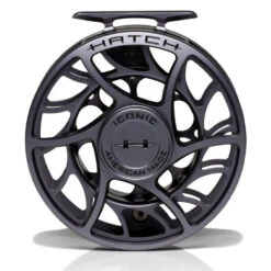 Hatch Iconic 9 Plus Fly Reel -Wild Fishing Trip Shop Iconic9PlusReelGreyBlackLargeArborFront